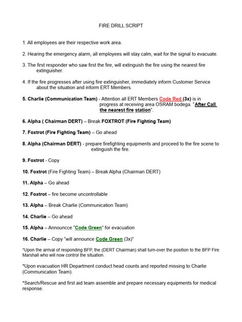 Fire Drill Script