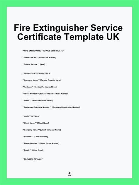 fire extinguisher certificate template