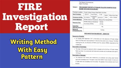 Fire Investigation Report Writing Example