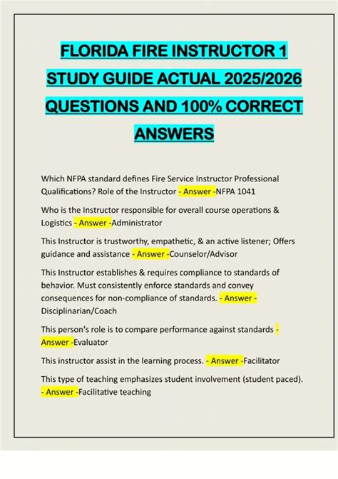 Fire Service Instructor Study Guide