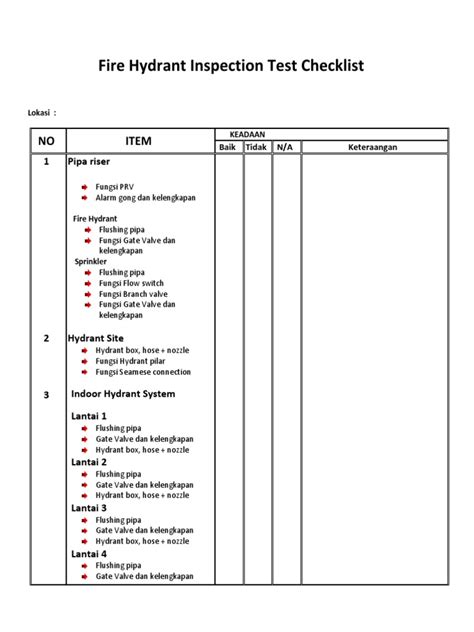 Read Fire Hydrant Testing Checklist 