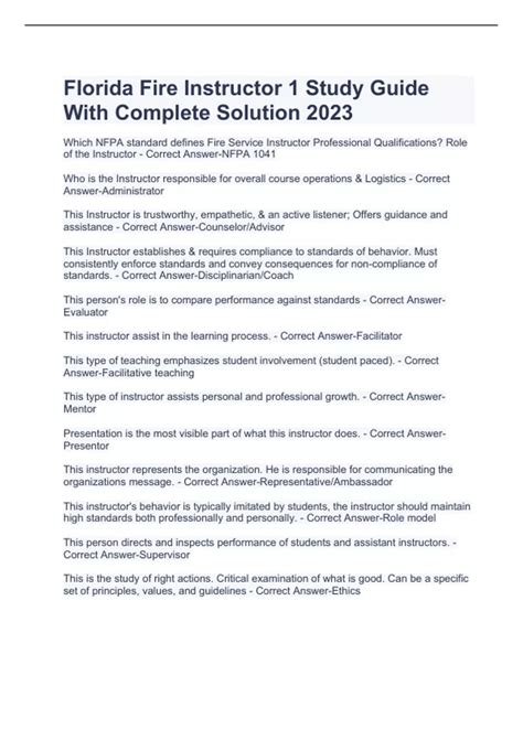 Download Fire Instructor 1 Study Guide 