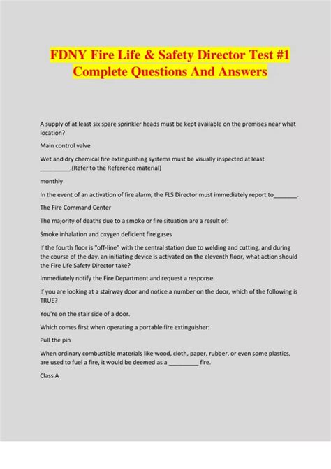 Read Fire Safety Director Study Guide 