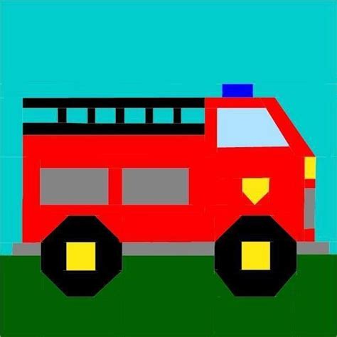 Download Fire Truck Paper Piecing Pattern 