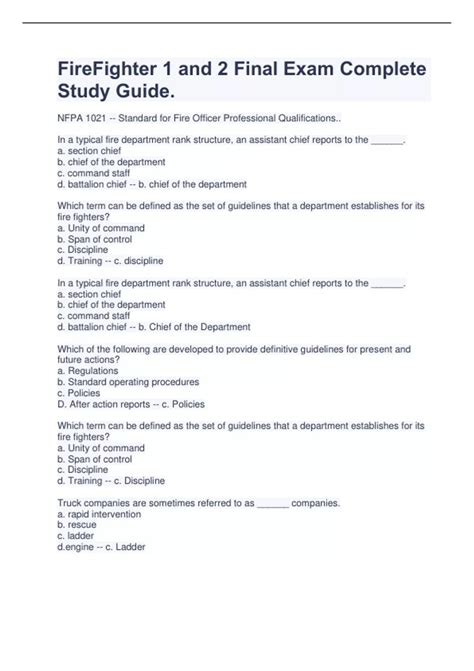 Firefighter 1 And 2 Study Guide Gptg