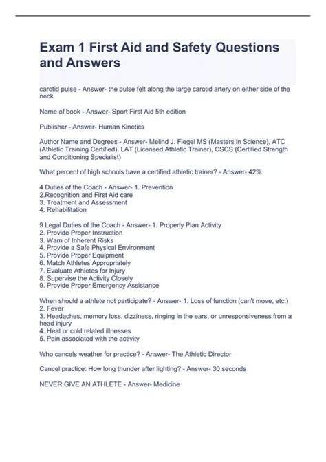 first aid exam questions and answers