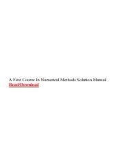 first course in numerical methods solution manual
