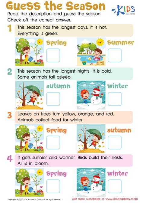 First Grade 4 Seasons Worksheet   The 4 Seasons Worksheets K5 Learning - First Grade 4 Seasons Worksheet