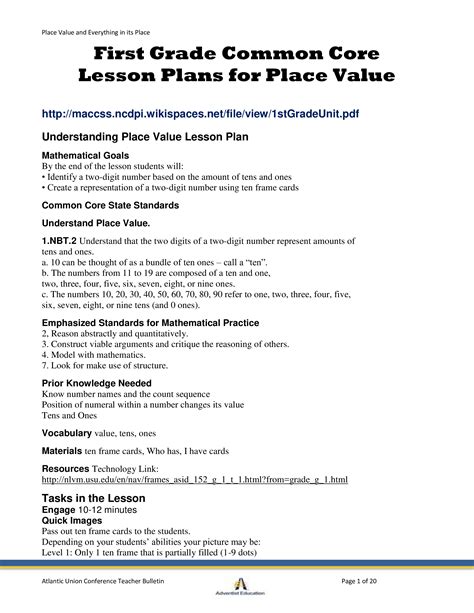 First Grade Common Core Lesson Plans 1st Grade Kindergarten Lesson Plan Common Core - Kindergarten Lesson Plan Common Core
