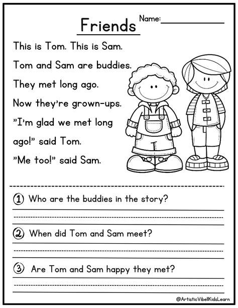 First Grade Comprehension Passages With Questions