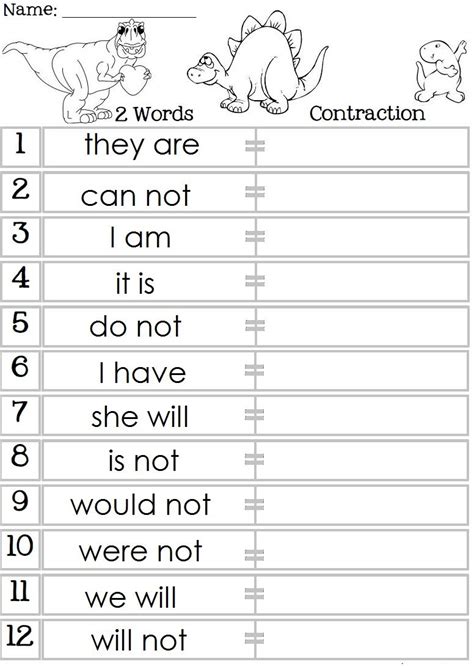 First Grade Contraction Worksheet   Contractions 1st Grade Ela Worksheets And Answer Key - First Grade Contraction Worksheet
