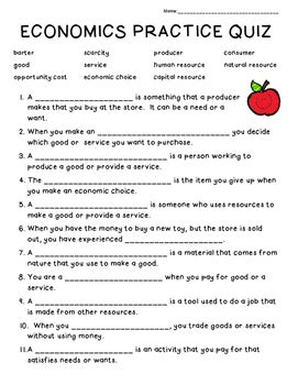 First Grade Grade 1 Economics Questions For Tests First Grade Economics - First Grade Economics