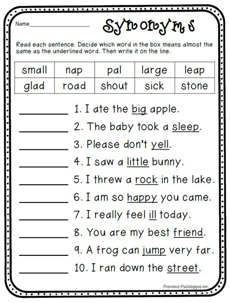 First Grade Grade 1 Synonyms Questions For Tests Synonym Worksheets First Grade - Synonym Worksheets First Grade