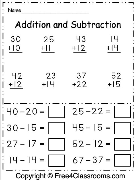 First Grade Math Addition And Subtraction Worksheets Mdash Subtraction First Grade Worksheet - Subtraction First Grade Worksheet