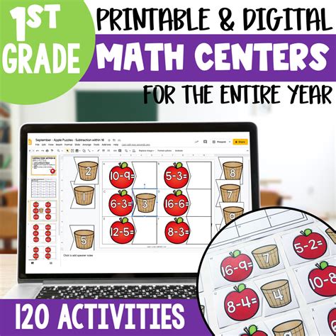 First Grade Math Centers Bundle By A Kinderteacher First Grade Center Activities - First Grade Center Activities
