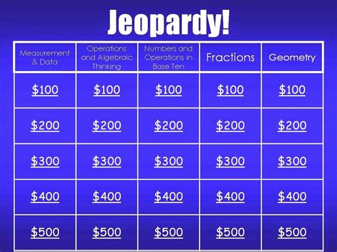 First Grade Math Jeopardy   1st Grade Math Jeopardy Template - First Grade Math Jeopardy