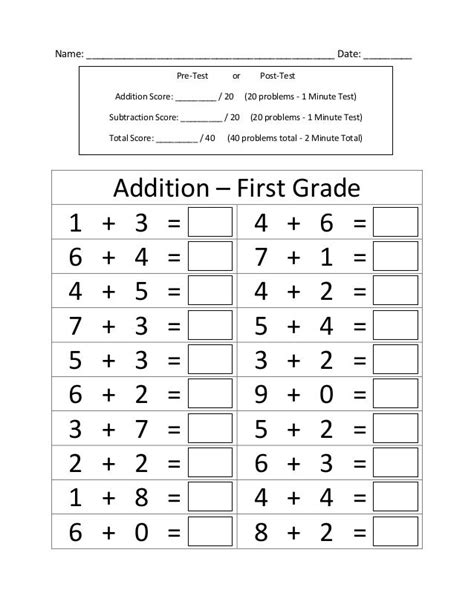 First Grade Math Tests Math Grade1 - Math Grade1