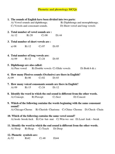 First Grade Multiple Choice Phonics Test