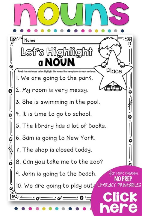 First Grade Noun Worksheets All Kids Network Noun Worksheets For Grade 1 - Noun Worksheets For Grade 1