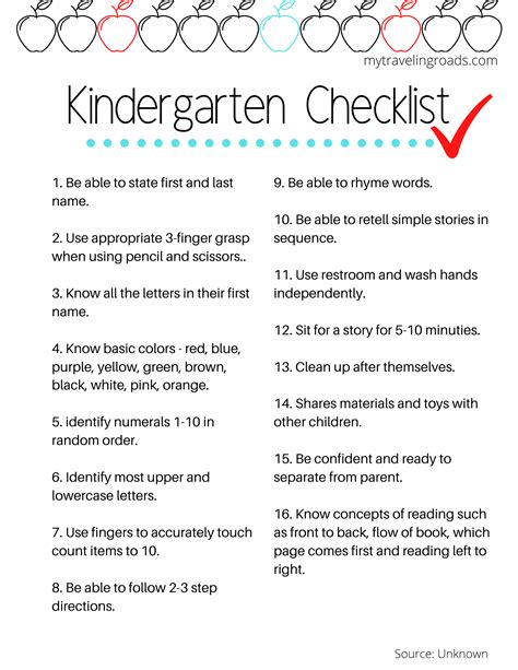 First Grade Readiness Checklist   Free Kindergarten Fifth Grade Readiness Checklist - First Grade Readiness Checklist