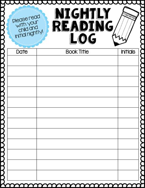 First Grade Reading Log Homework Nightly Reading Log Second Grade Reading Log - Second Grade Reading Log