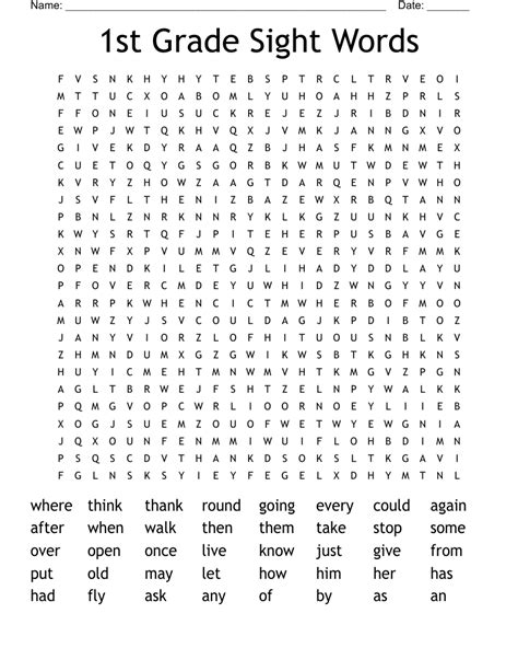 First Grade Sight Words Word Search First Grade Sight Word Word Search - First Grade Sight Word Word Search