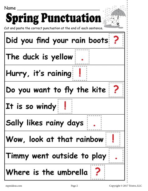 First Grade Spring Punctuations Worksheet   Language Arts Worksheets Ereading Worksheets - First Grade Spring Punctuations Worksheet