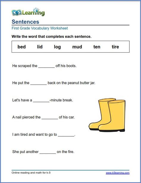 First Grade Vocabulary Worksheets K5 Learning 1st Grade Word Work - 1st Grade Word Work