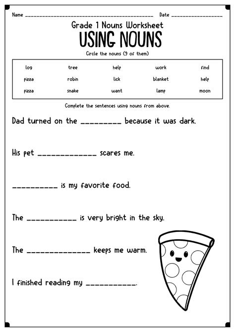 First Grade Worksheets Nouns Amp Verbs Grammar Identify Nouns And Verbs Worksheet - Identify Nouns And Verbs Worksheet
