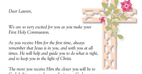 first holy communion letters examples