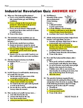 First Industrial Revolution Multiple Choice Quiz Student Industrial Revolution Worksheet Answers - Industrial Revolution Worksheet Answers