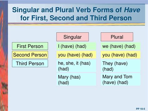 first second third person singular and plural