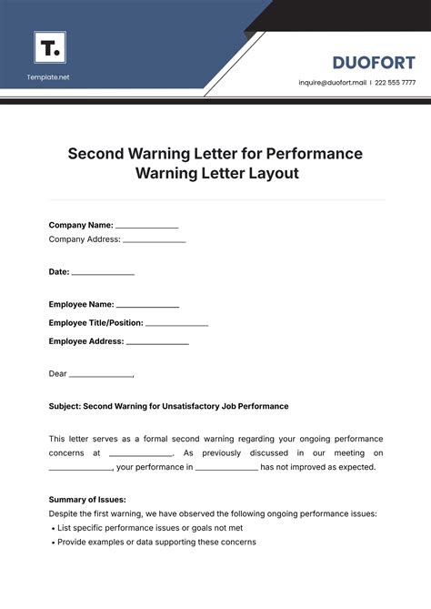 first second warning letter