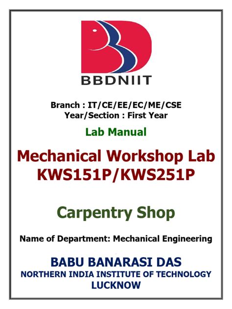 First Year Mechanical Workshop Manuals