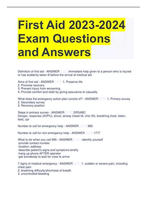 Read Online First Aid Test Questions And Answers 