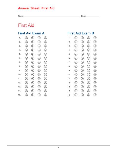 Full Download First Aid Written Test Answer Key 
