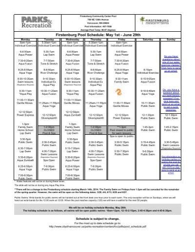 Firstenburg Pool Schedule