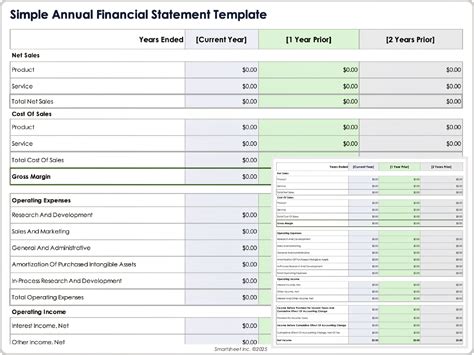 fiscal year end financial statement template