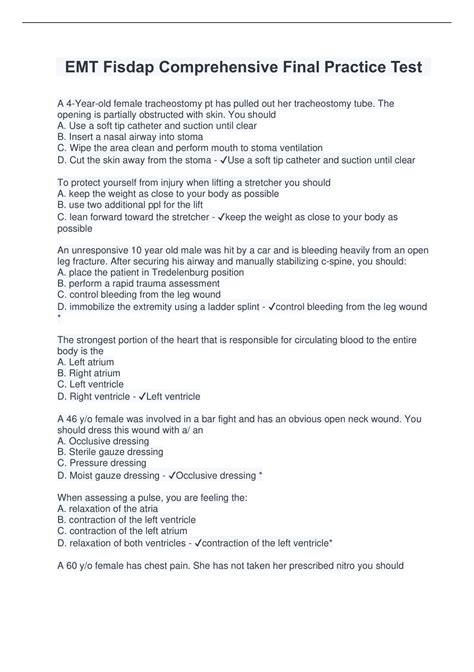 Fisdap Emt Practice Test