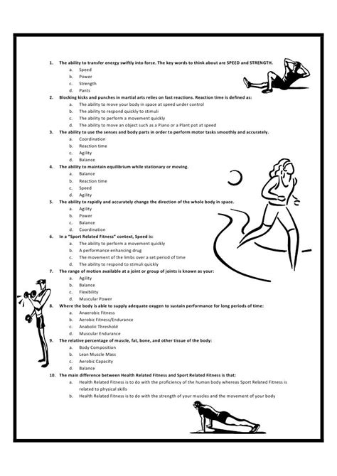 Fitness Questions For Tests And Worksheets 5 Components Of Fitness Worksheet - 5 Components Of Fitness Worksheet
