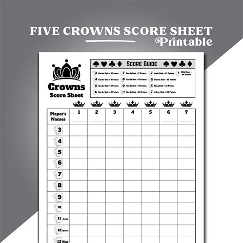 Five Crowns Score Sheet