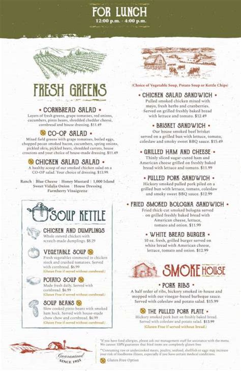 Five Oaks Farm Kitchen Menu
