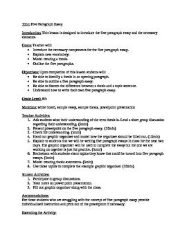 Five Paragraph Essay Lesson Plan Producing Writing Lesson Plans Essay Writing - Lesson Plans Essay Writing