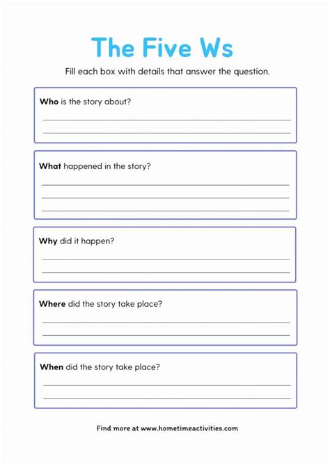 Five Ws And How Printable Worksheet Student Handouts The 5 W S Worksheet - The 5 W's Worksheet