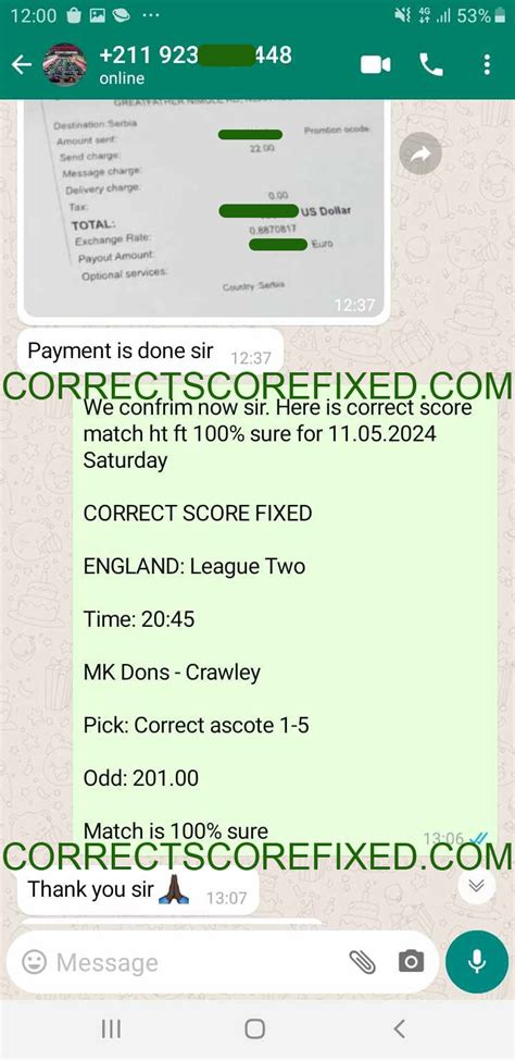 Fixed Matches Correct Score Fixed