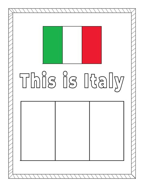 Flag Italy Coloring Page Sheet For Children Tower Italy Flag Coloring Page - Italy Flag Coloring Page