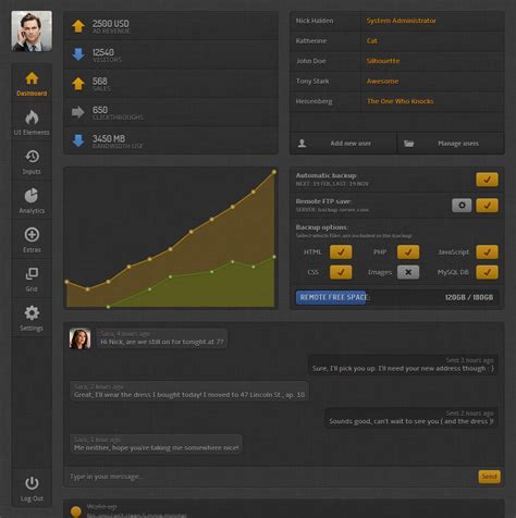 flame admin user interface