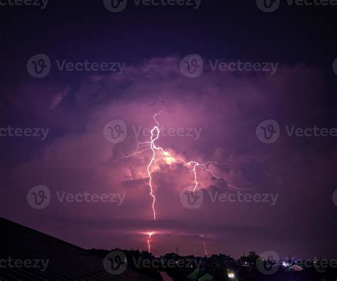 Flash Of Lightning Behind The Mountain
