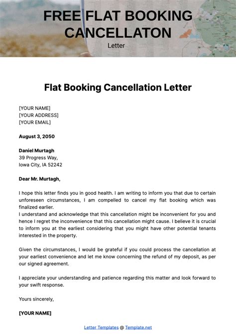 Flat Booking Cancellation Sample Letter