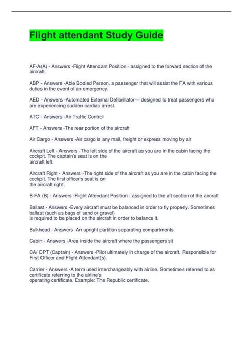 Flight Attendant Study Guide